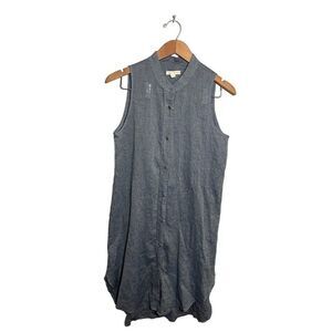 Eileen Fisher Studded‎ Tunic Top Womens XS Chambray Sleeveless Blue